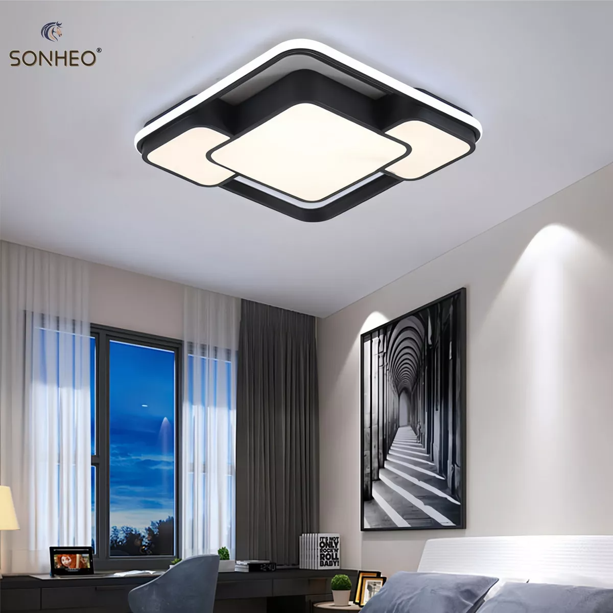 Lámpara de Techo SH-8870 Moderna Decorativa, 3 Modos de Luz, Ideal para Sala, Dormitorio, Comedor y Baño, 127V, Unidad
