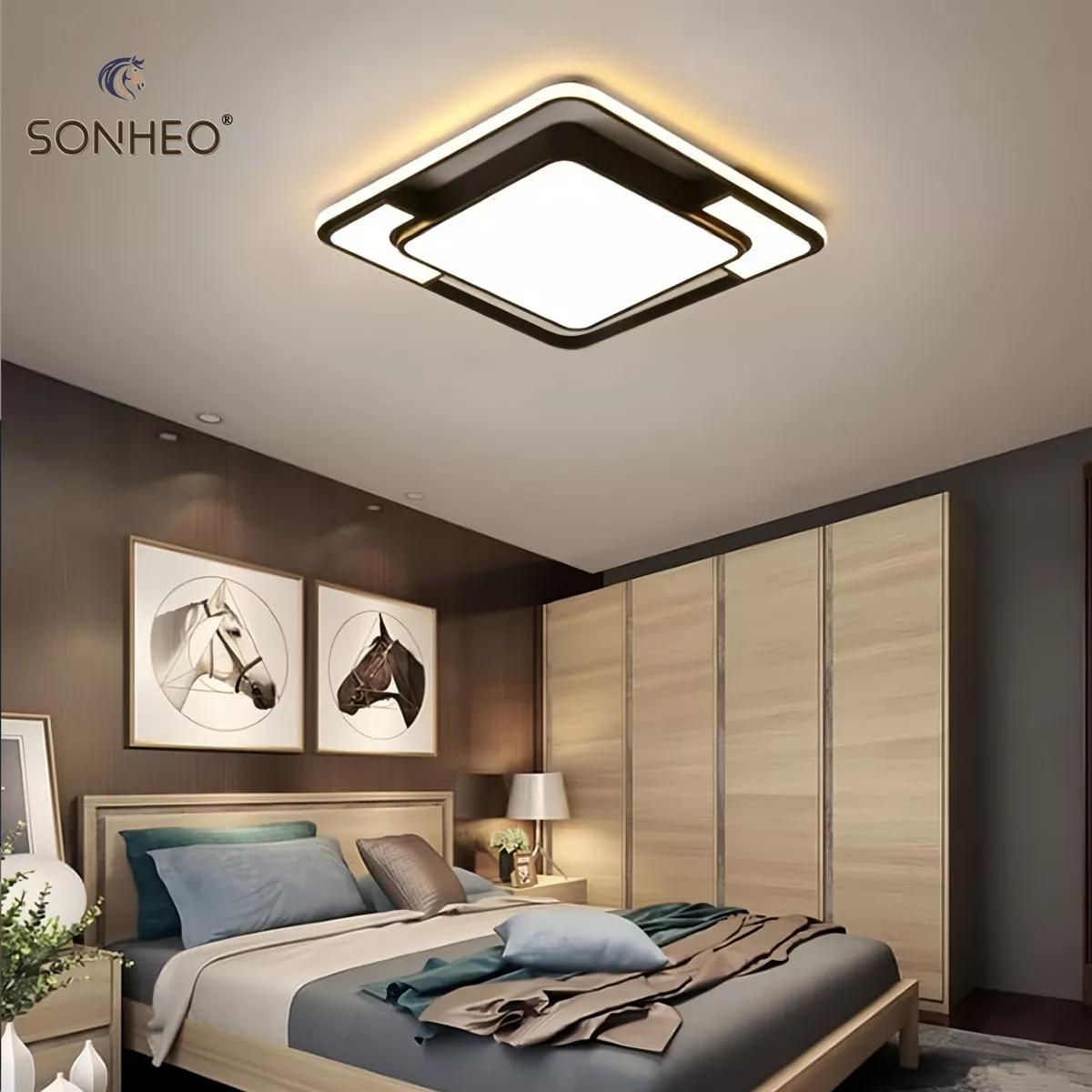 Lámpara de Techo SH-8870 Moderna Decorativa, 3 Modos de Luz, Ideal para Sala, Dormitorio, Comedor y Baño, 127V, Unidad