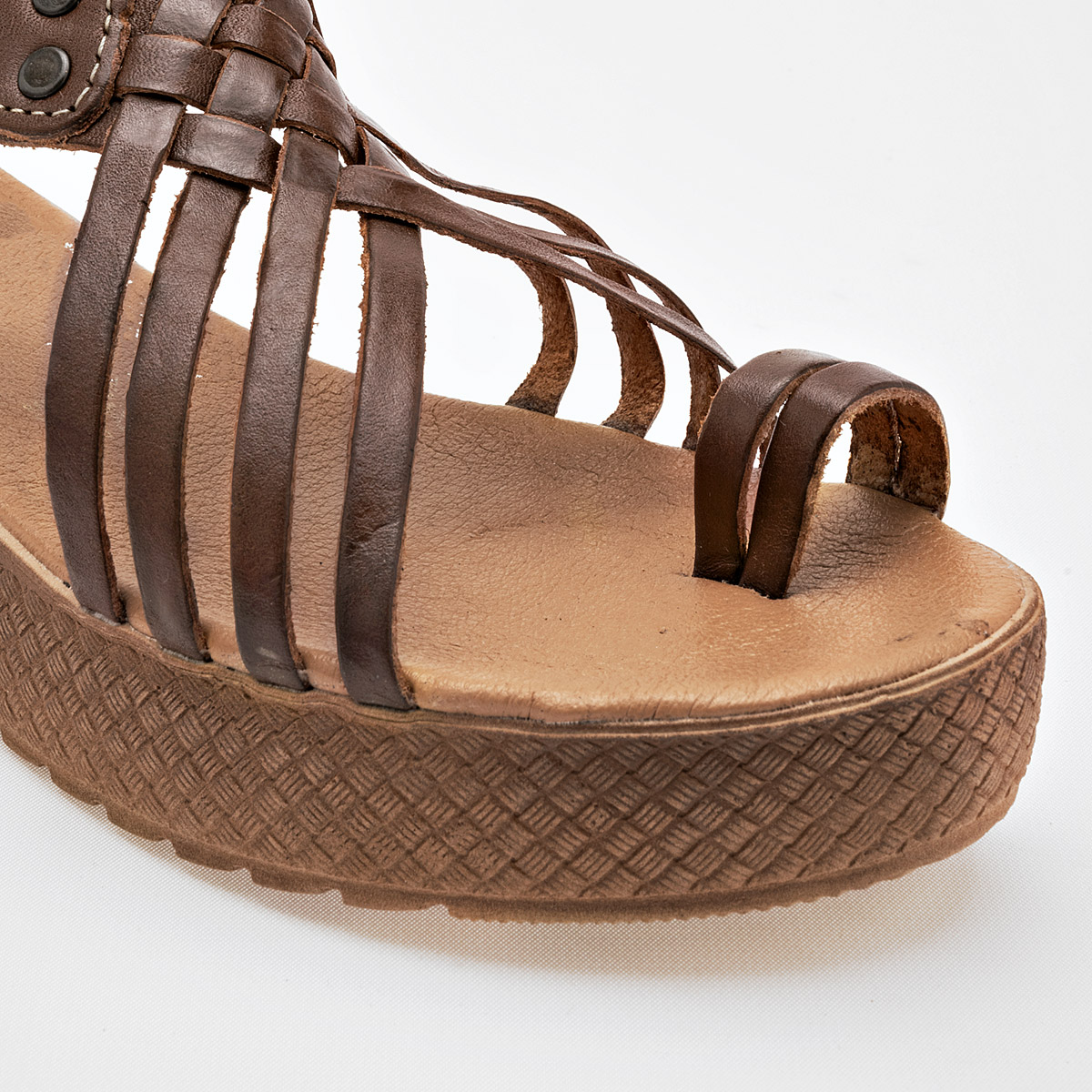 SANDALIA PLATAFORMA 4 CM PIEL MUJER MORA TIERRA MALENA CAFE