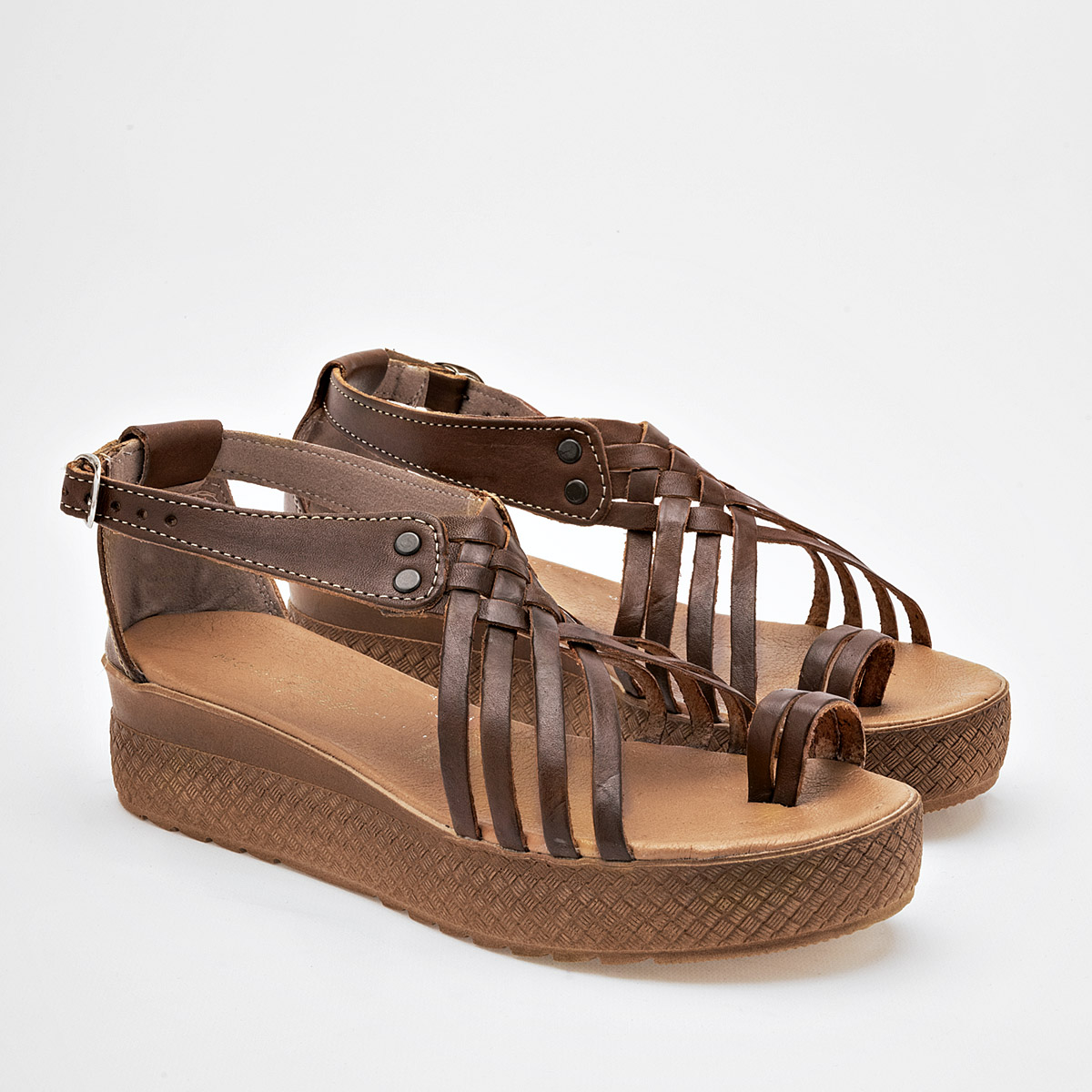 SANDALIA PLATAFORMA 4 CM PIEL MUJER MORA TIERRA MALENA CAFE