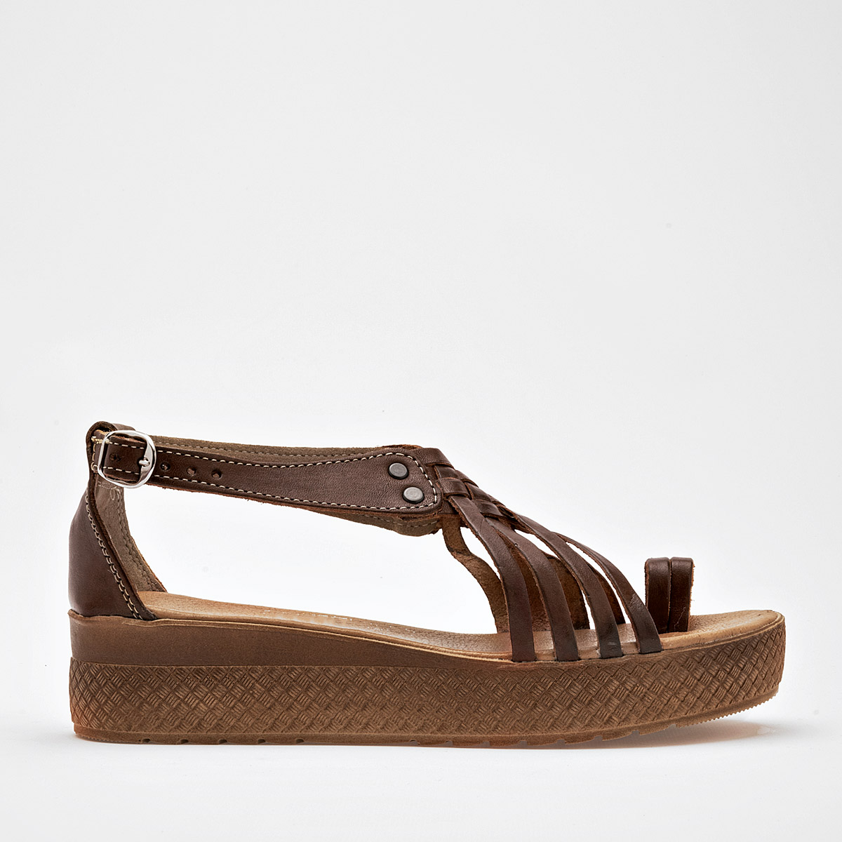 SANDALIA PLATAFORMA 4 CM PIEL MUJER MORA TIERRA MALENA CAFE
