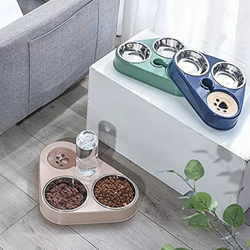 Alimento bebedero dispensador automático para mascotas perro azul