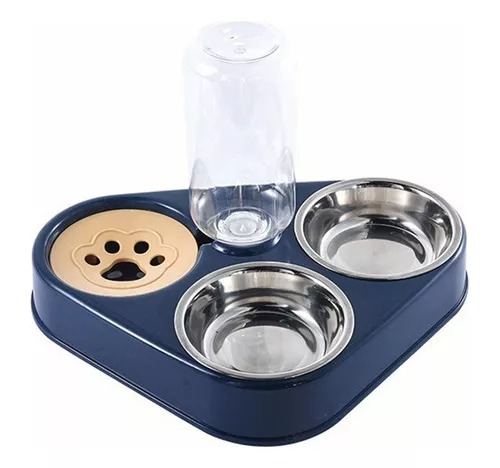 Alimento bebedero dispensador automático para mascotas perro azul