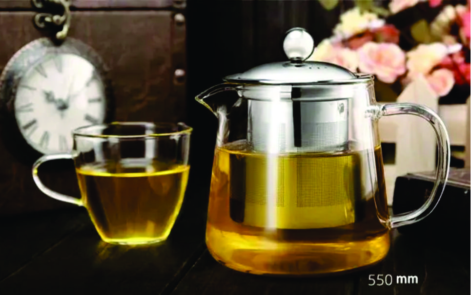 Tetera Cristal Vidrio Acero Inoxidable Infusiones Té 550ml