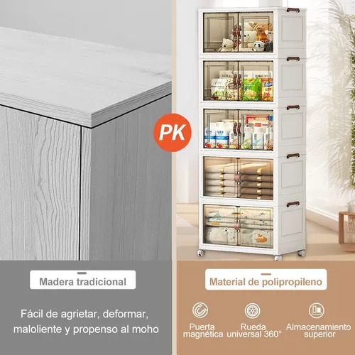 Closet Mueble Armarios Organizador Ropa Plegable Ruedas 360°