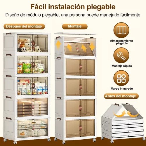 Closet Mueble Armarios Organizador Ropa Plegable Ruedas 360°
