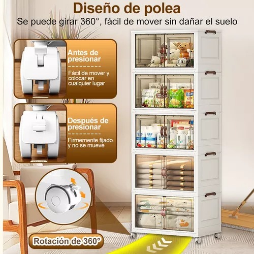Closet Mueble Armarios Organizador Ropa Plegable Ruedas 360°