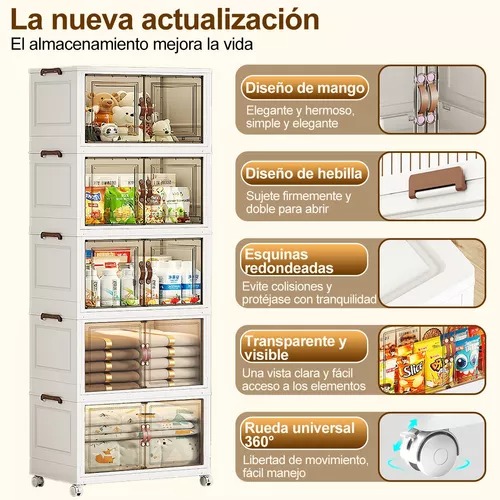 Closet Mueble Armarios Organizador Ropa Plegable Ruedas 360°