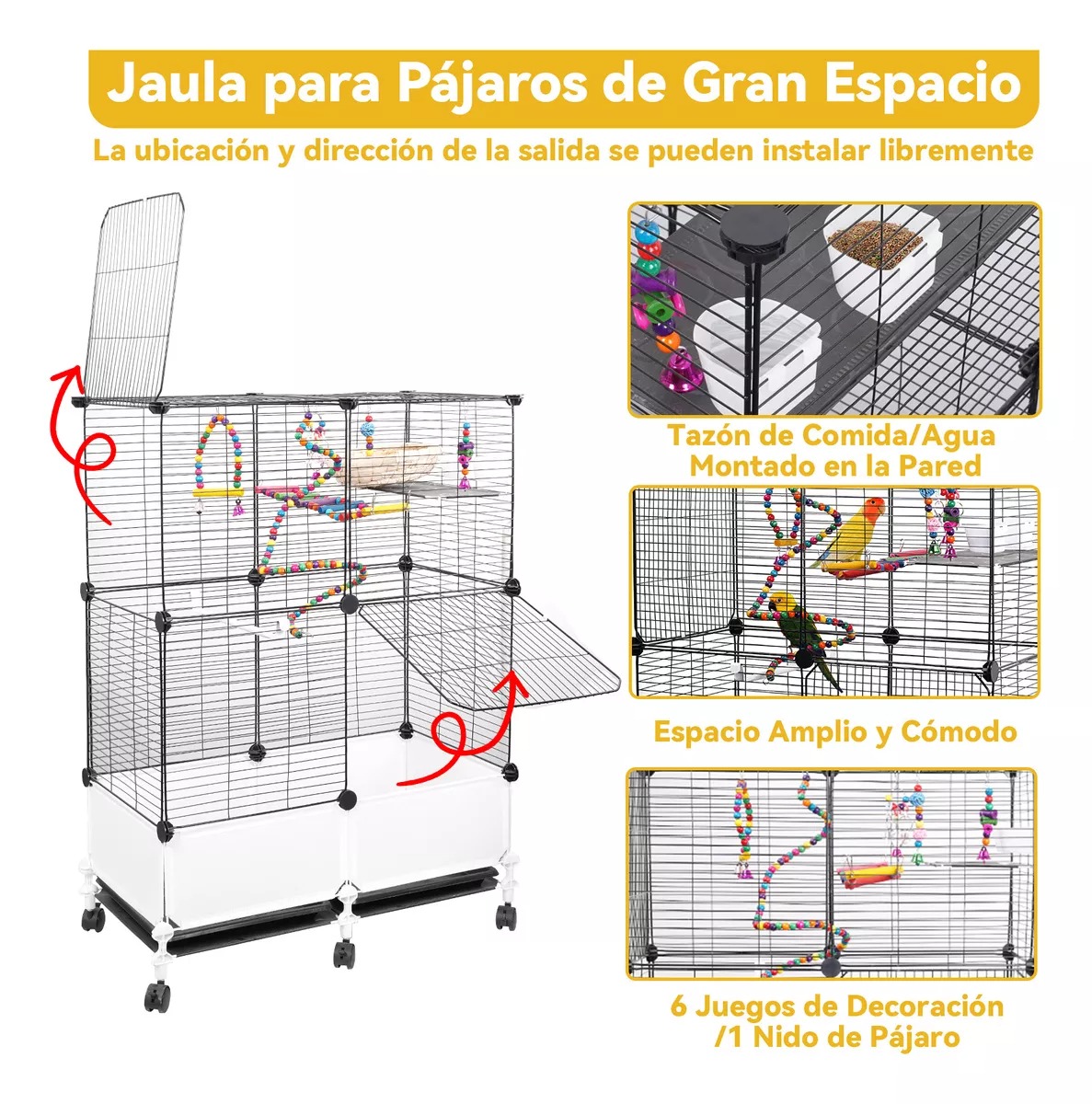 Jaula De Pájaros Móvil Jaula De Loros Jaula De Canarios