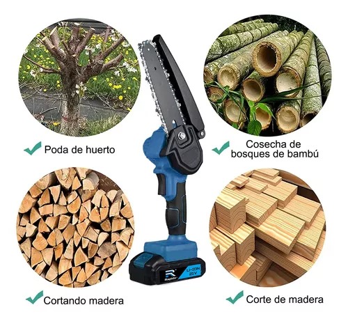 Motosierra Electrica 8' 2 En 1 Con 2,05m Pertiga Telescopica, Sierra De Pértiga Mini Ajustable Con 2 baterias