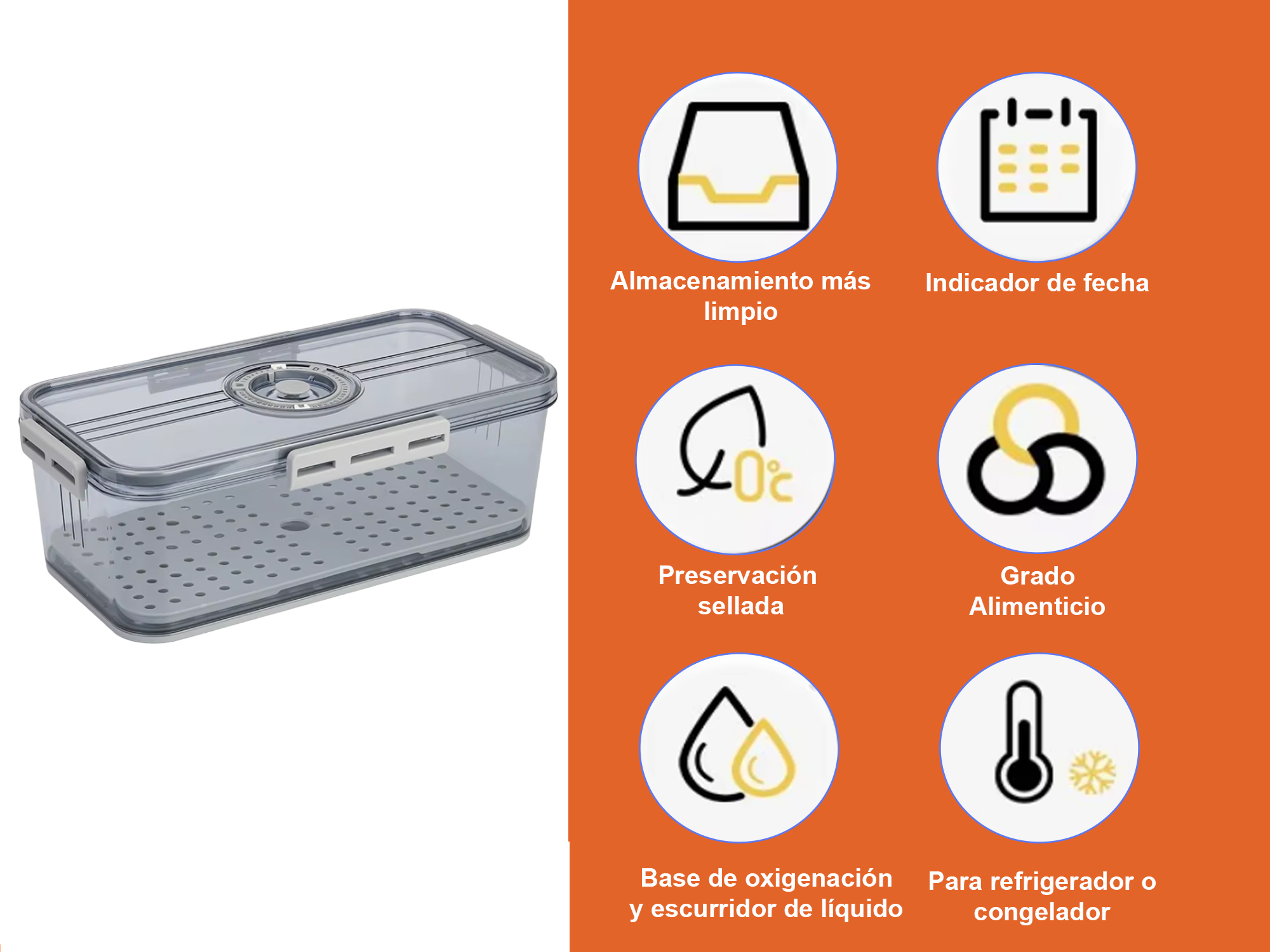 Recipiente Chico De Alimentos Para Refrigerador Con Tapa
