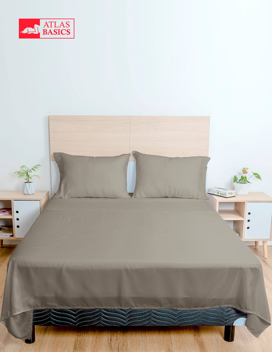 Juego de Sábanas King Size Gris Atlas Basic de Microfibra Suave y Secado Rápido