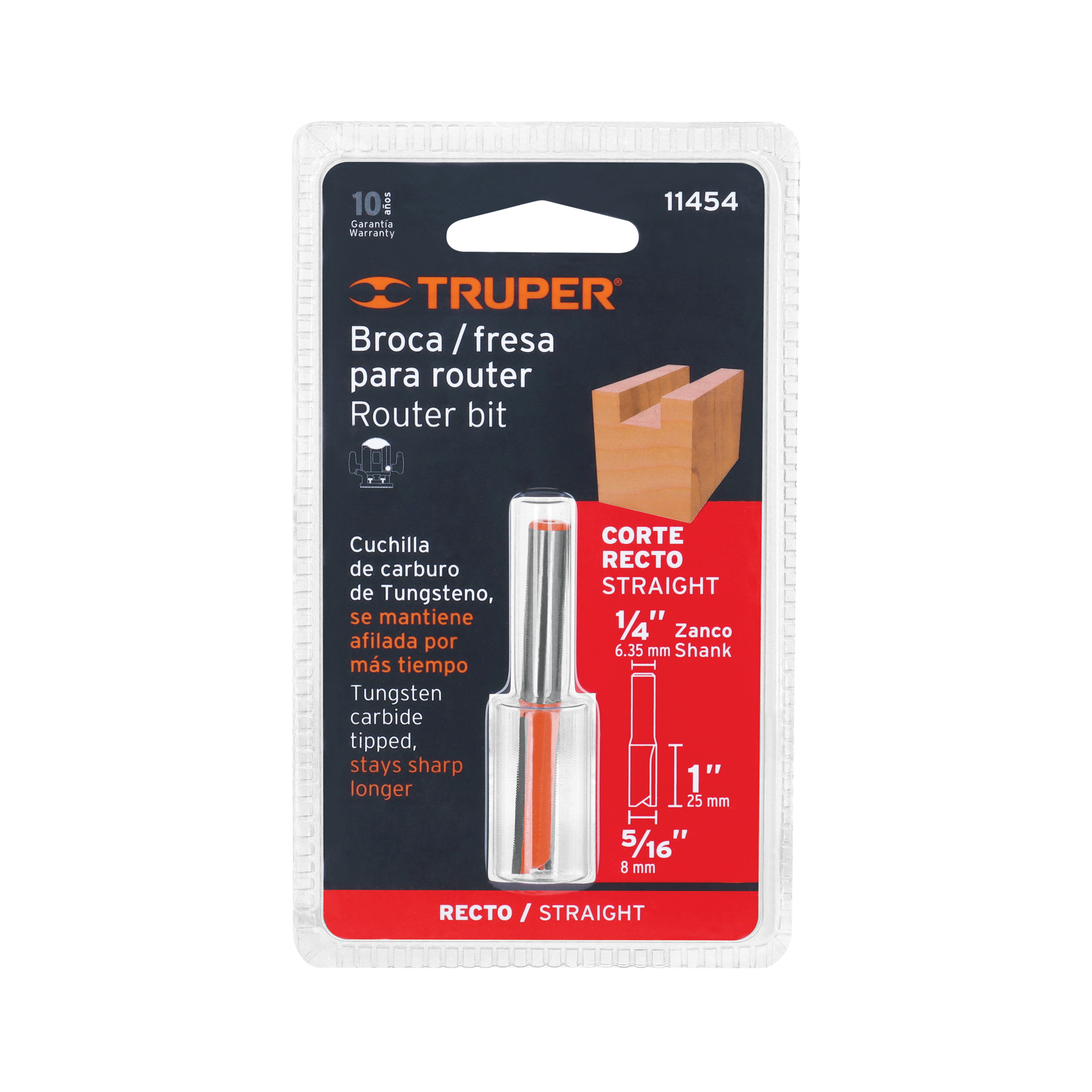 Broca para router, recta 2 filos, 5/16", Truper