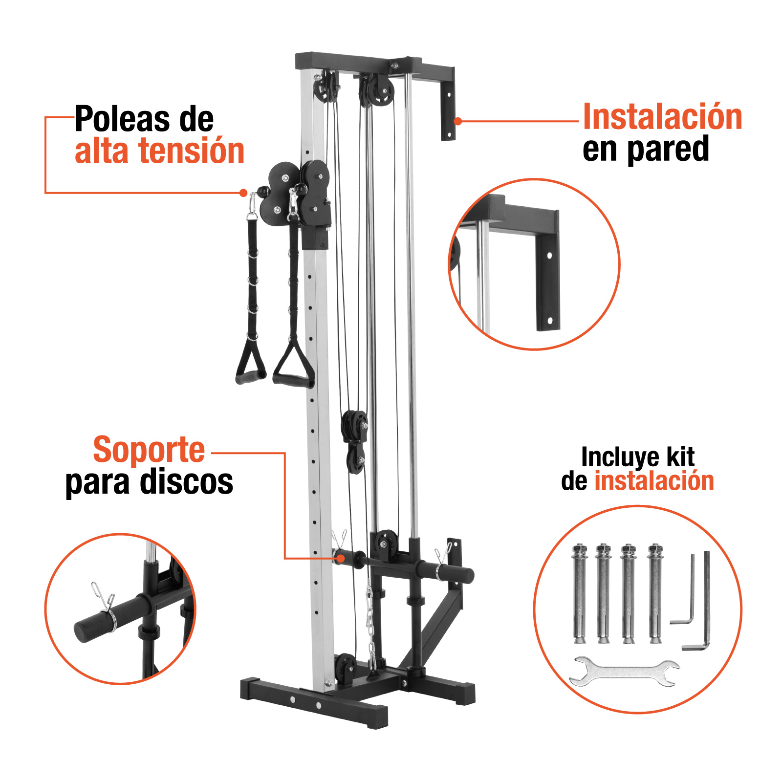 Torre Gimnasio Multifuncional Peso Libre Con Polea Altera