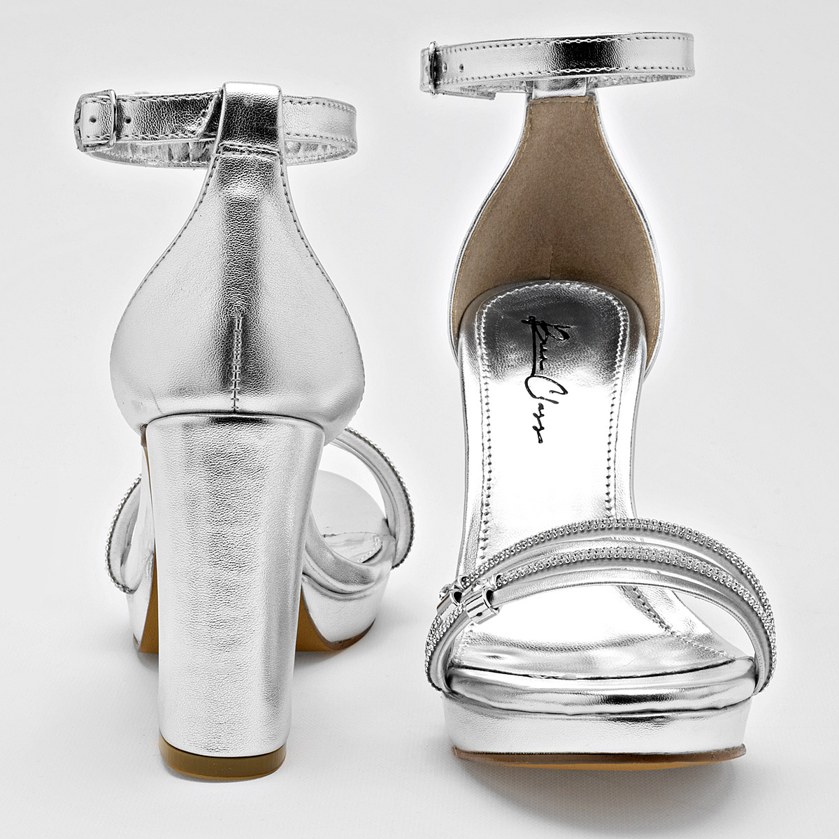 ZAPATILLA TACON 10 CM MUJER BEEN CLASS 19196 PLATA NAPA METALICA 