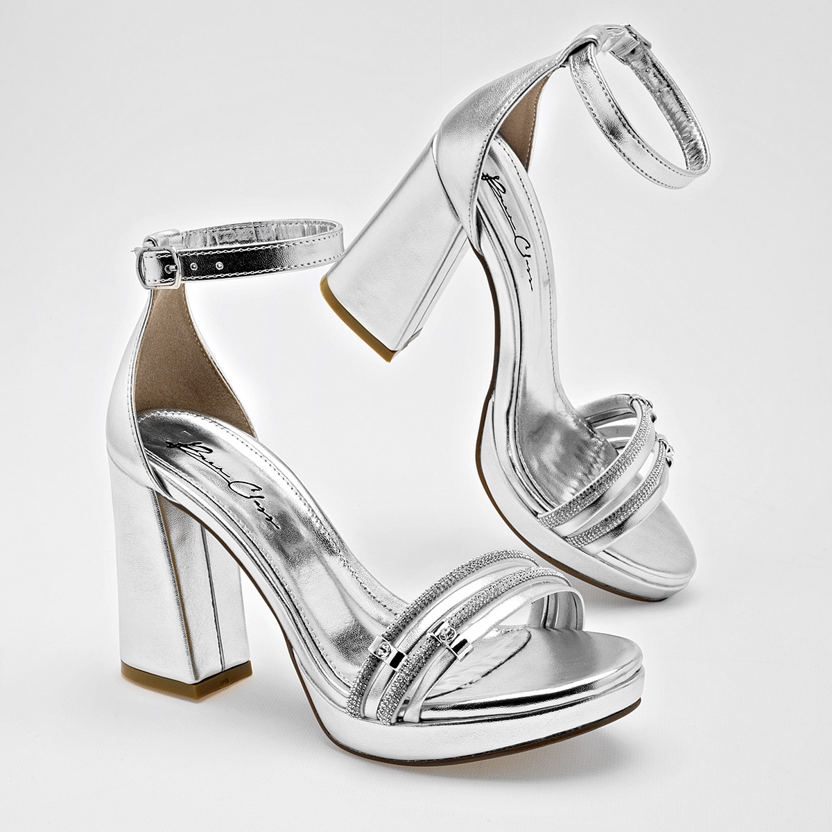 ZAPATILLA TACON 10 CM MUJER BEEN CLASS 19196 PLATA NAPA METALICA 
