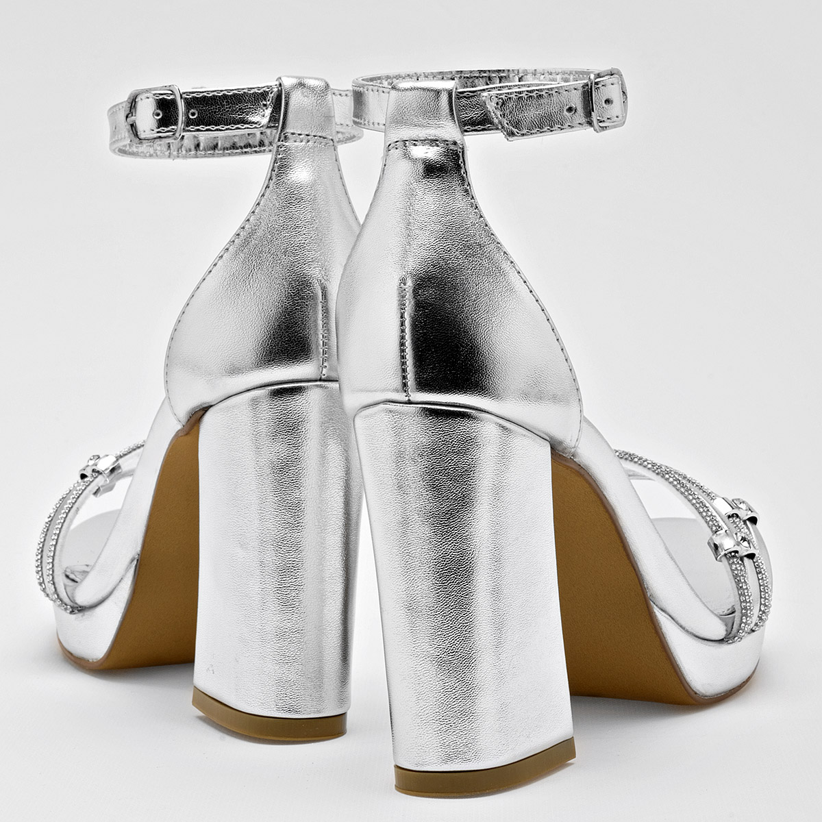 ZAPATILLA TACON 10 CM MUJER BEEN CLASS 19196 PLATA NAPA METALICA 