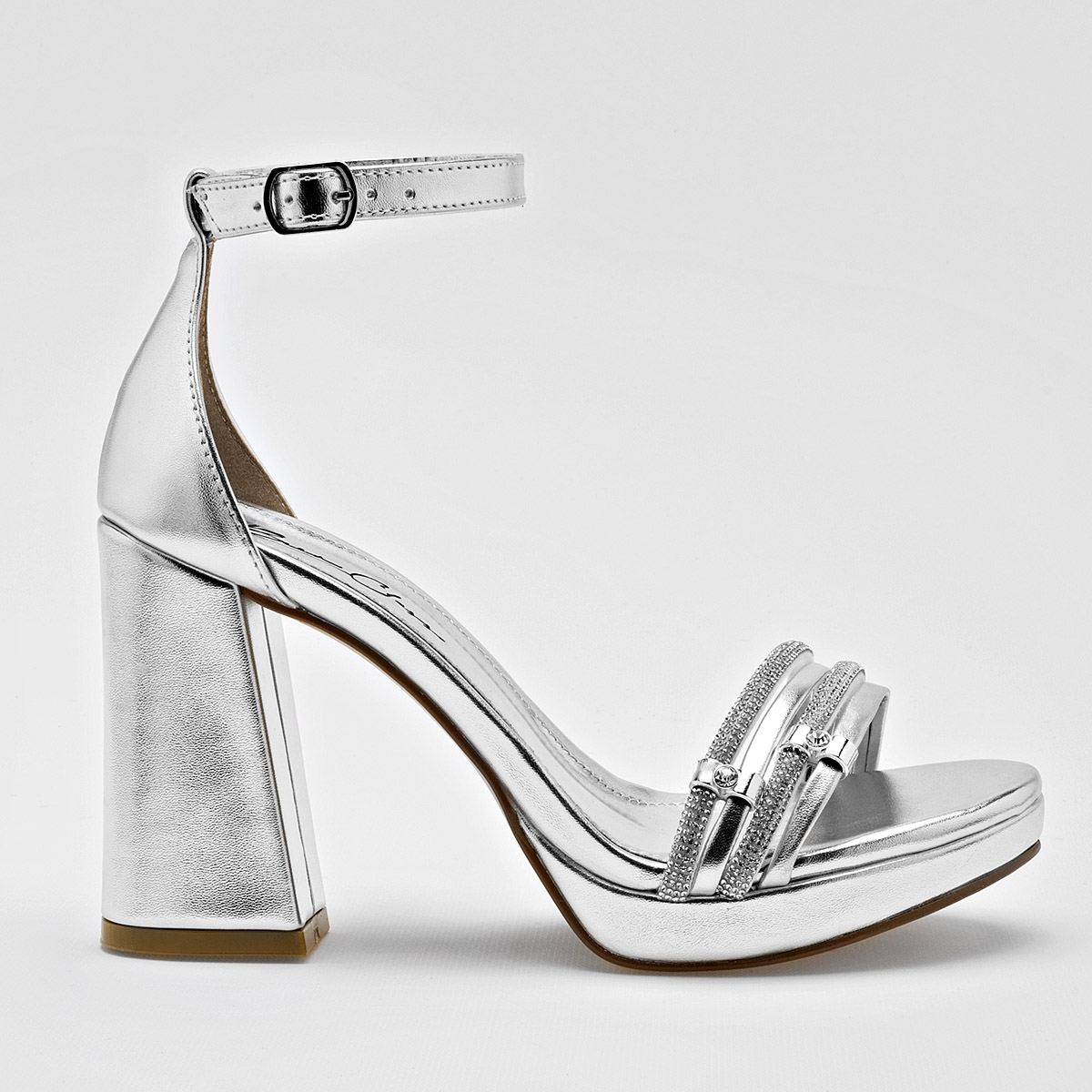 ZAPATILLA TACON 10 CM MUJER BEEN CLASS 19196 PLATA NAPA METALICA 