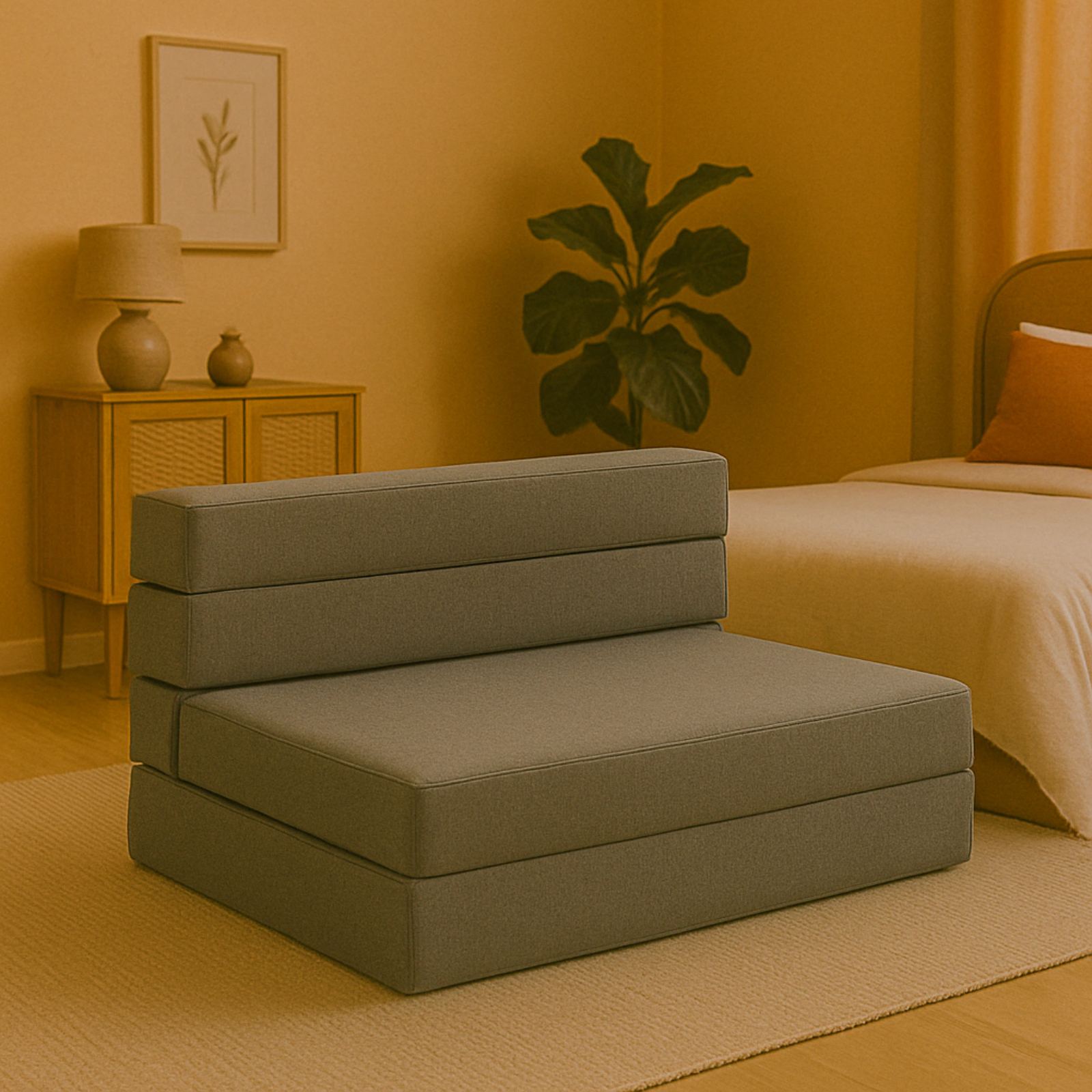 Sillón Plegable Atlas Matrimonial 3 Posiciones Gris, Cómodo, Ligero y Fácil de Transportar