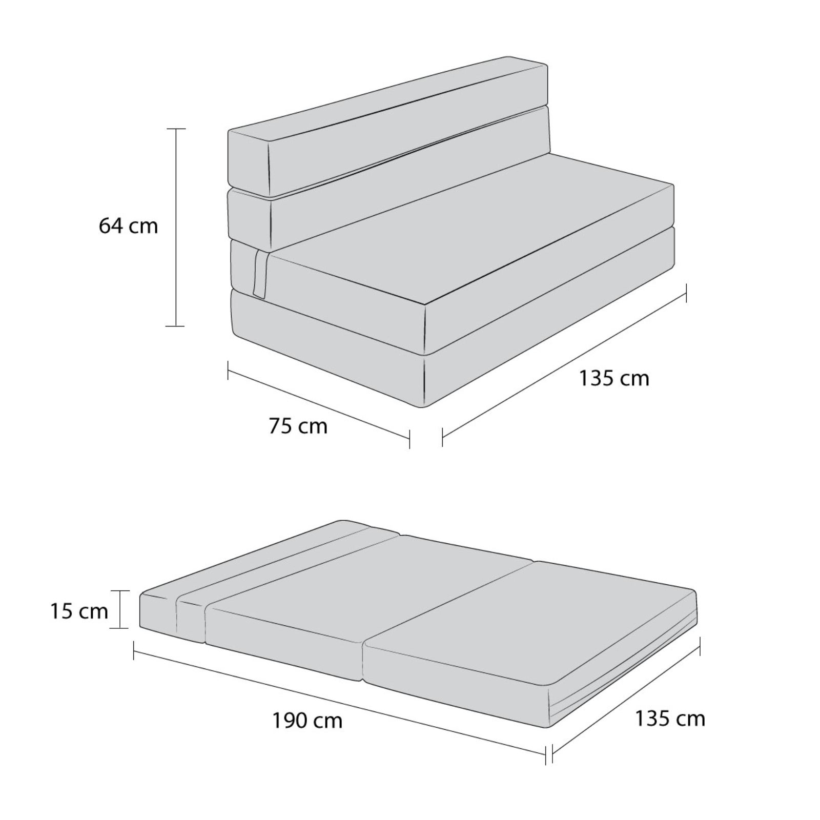 Sillón Plegable Atlas Matrimonial 3 Posiciones Gris, Cómodo, Ligero y Fácil de Transportar