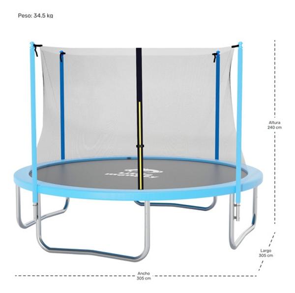 Trampolin Brincolin 10ft 3m Red Seguridad Azul + Escalera Regalo Little Monkey