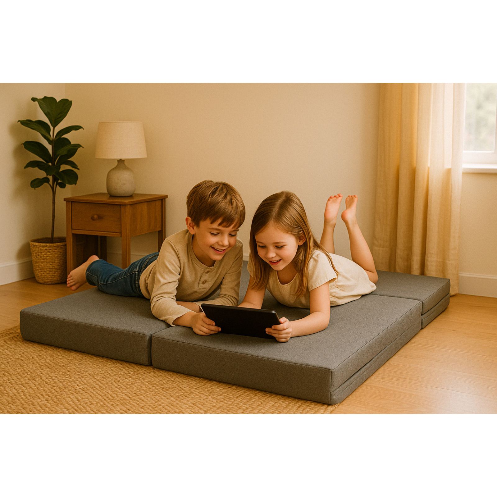 Sillón Plegable Atlas Matrimonial 3 Posiciones Gris, Cómodo, Ligero y Fácil de Transportar