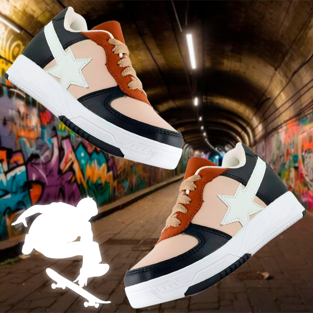Tenis Niño Urbano Estrella Arco Ortopédico Cómodo 926-BCN