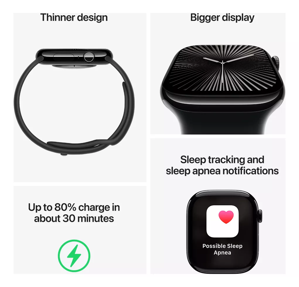 Apple Watch Series 10 GPS  Con Caja de aluminio negro azabache de 42 mm  Y Correa loop deportiva color tinta