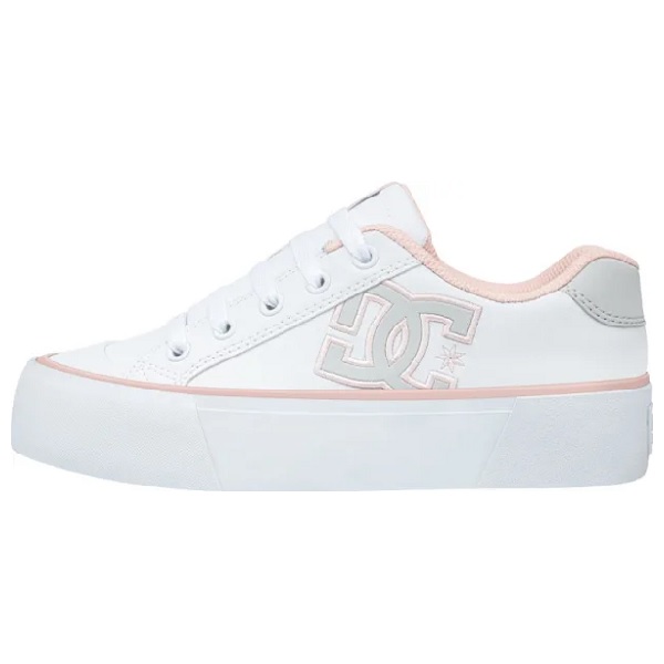 Tenis DC Shoes Chelsea Platform Blanco/rosa Mujer Tallas #22 al #26