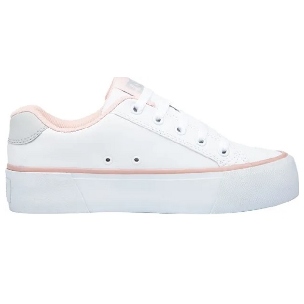 Tenis DC Shoes Chelsea Platform Blanco/rosa Mujer Tallas #22 al #26