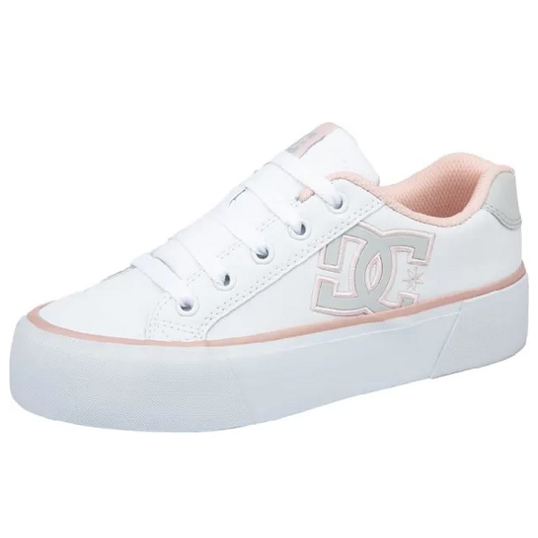 Tenis DC Shoes Chelsea Platform Blanco/rosa Mujer Tallas #22 al #26