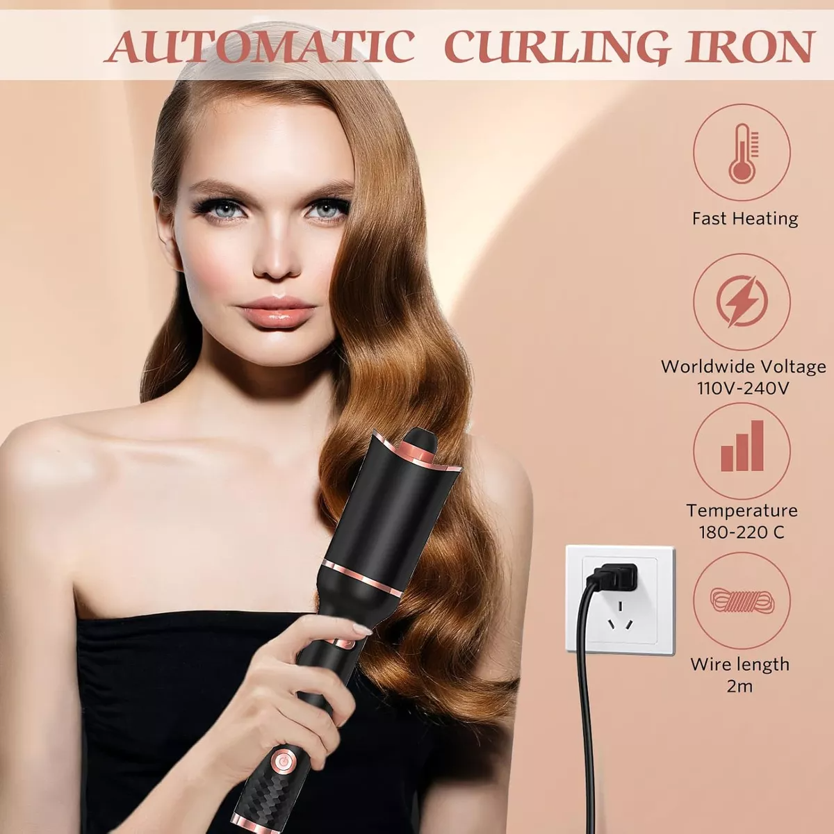 Rizadora Cabello Automática Cerámica Profesional 25mm Última