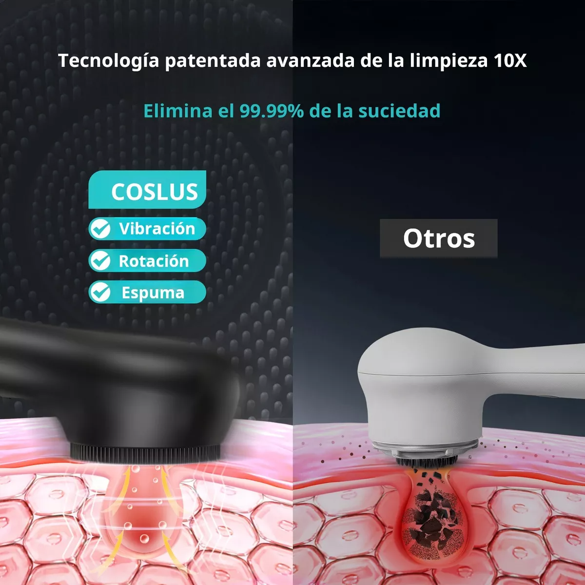 Coslus Conveniente Masaje Eléctrico Cepillo De Limpieza Faci