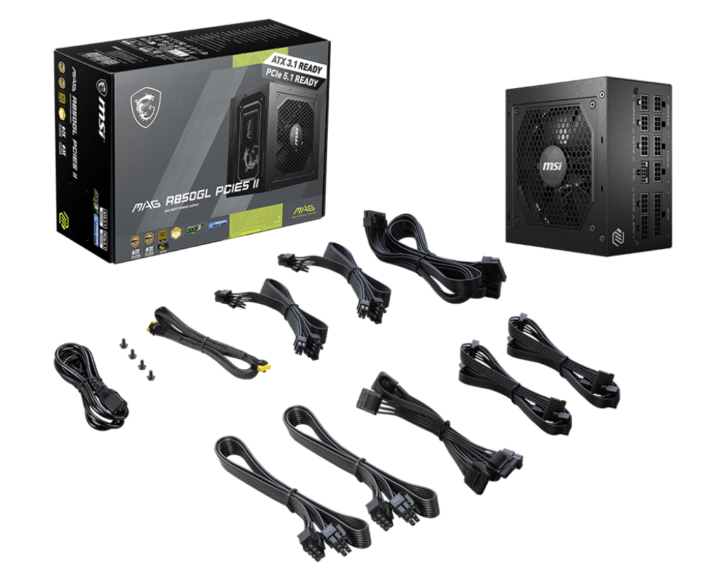 FUENTE MSI MAG A850GL II 850W 80 PLUS GOLD PCIEX5.1 FULL MODULAR ATX MAG A850GL PCIE5 II