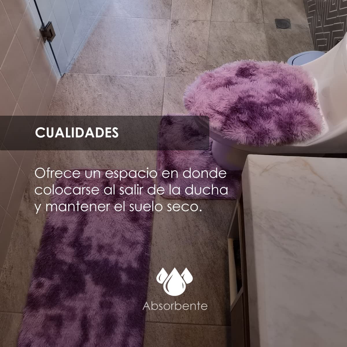 Tapete De Baño Juego 3 Piezas Alfombrillas Motley Ilios Innova Marca