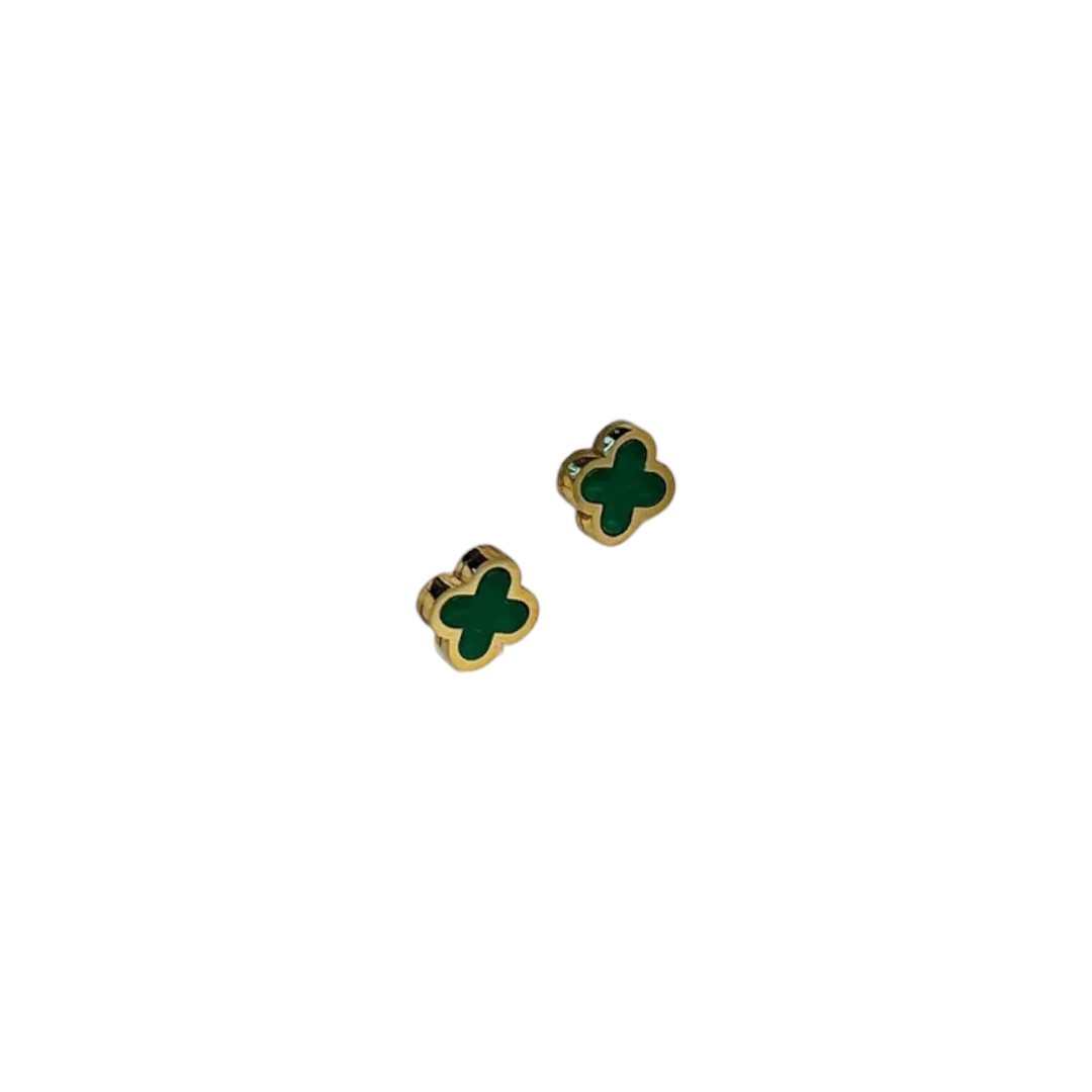 Aretes de Trébol de Titanio con Zirconia Verde para Dama