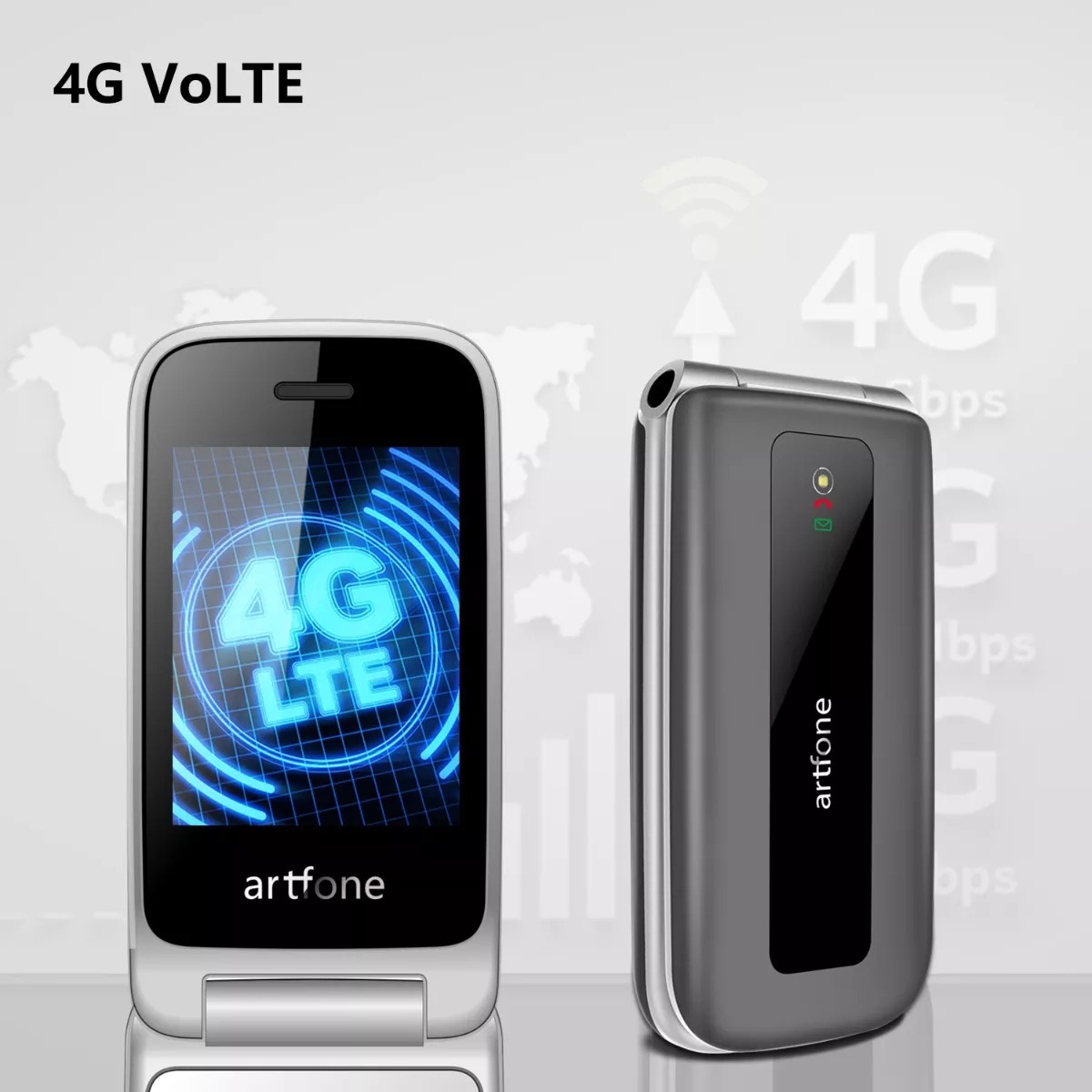 Teléfono Para Ancianos Flip 4g 3g, Teléfono Celular Senior, Con Teclado Grande, Con Sos, Con Cámara, Con Linteara, Pantalla De 2,4 Pulgadas, Gris