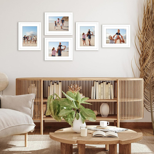Juego De 5 Marcos De Fotos Decorativos De Gran Tamaño(11*14) Color Blanco Marco De Fotos Grande