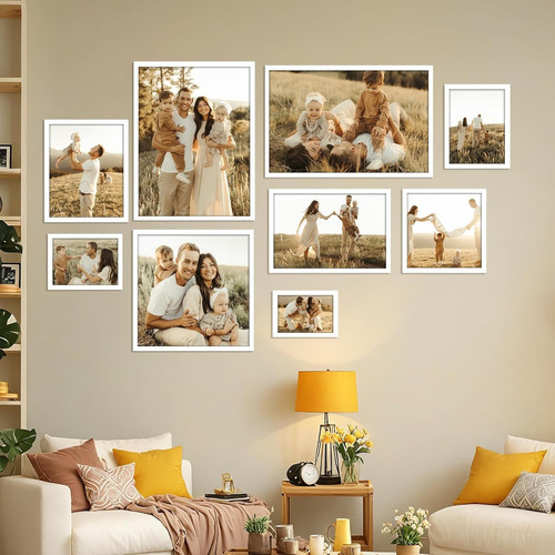 Juego De 5 Marcos De Fotos Decorativos De Gran Tamaño(11*14) Color Blanco Marco De Fotos Grande