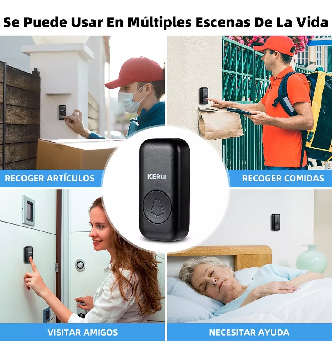 Timbre Inalámbrico Impermeable Con 1 Transmisor/2 Receptores