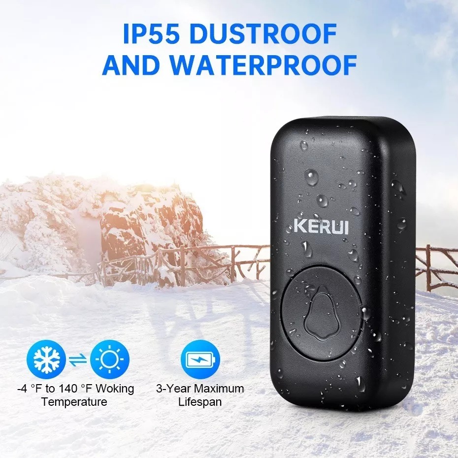 Timbre Inalámbrico Impermeable Con 1 Transmisor/2 Receptores