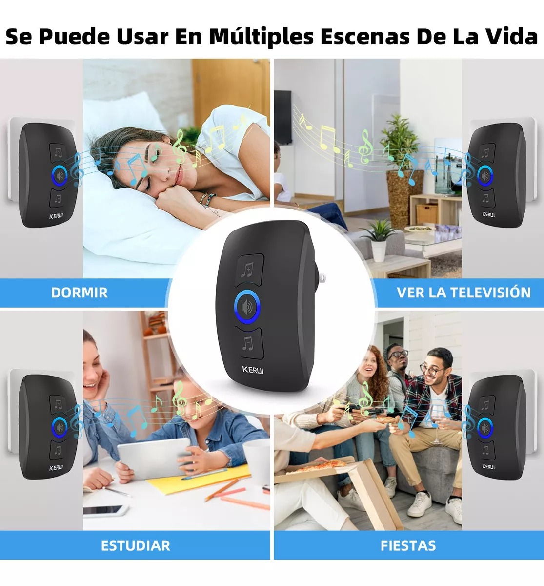 Timbre Inalámbrico Impermeable Con 1 Transmisor/2 Receptores