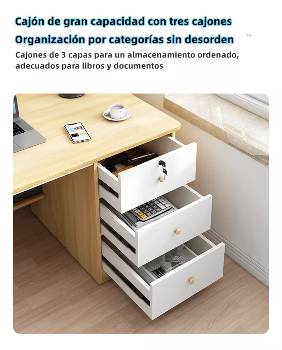 Escritorio Con Cajones Melamina De 120x50x71cm