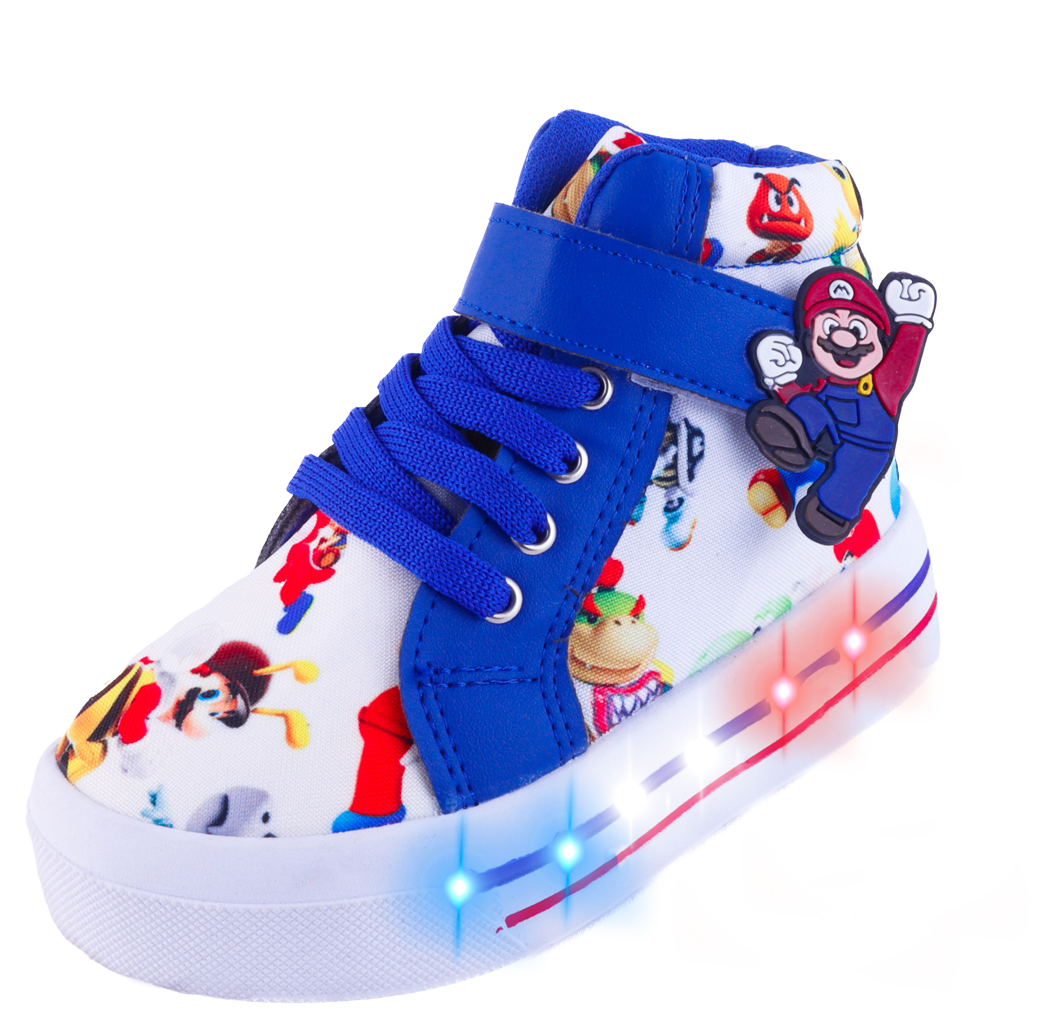 Tenis Mario Bros Luces Led Agujeta Luigi 2026-ARMB Azul