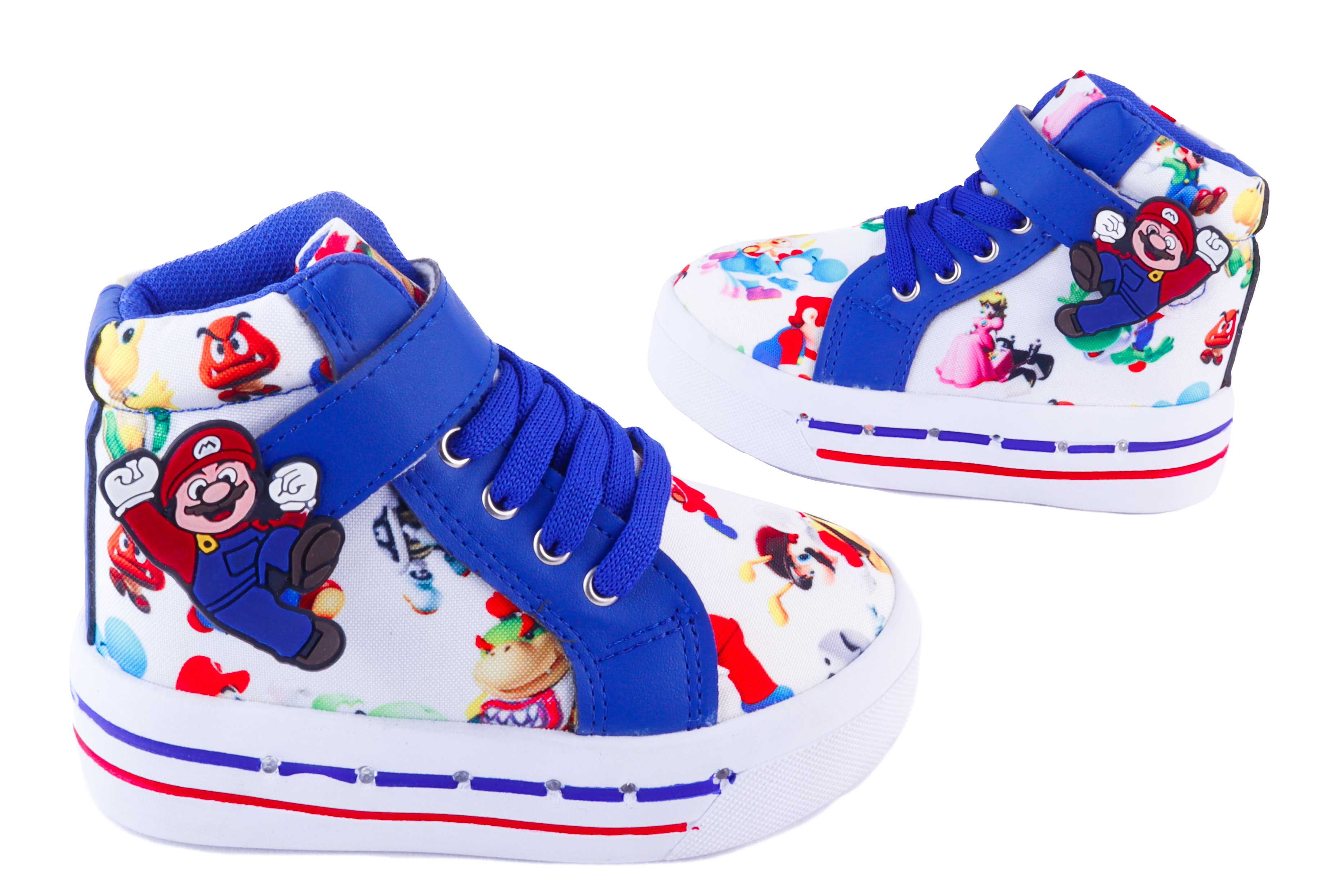 Tenis Mario Bros Luces Led Agujeta Luigi 2026-ARMB Azul