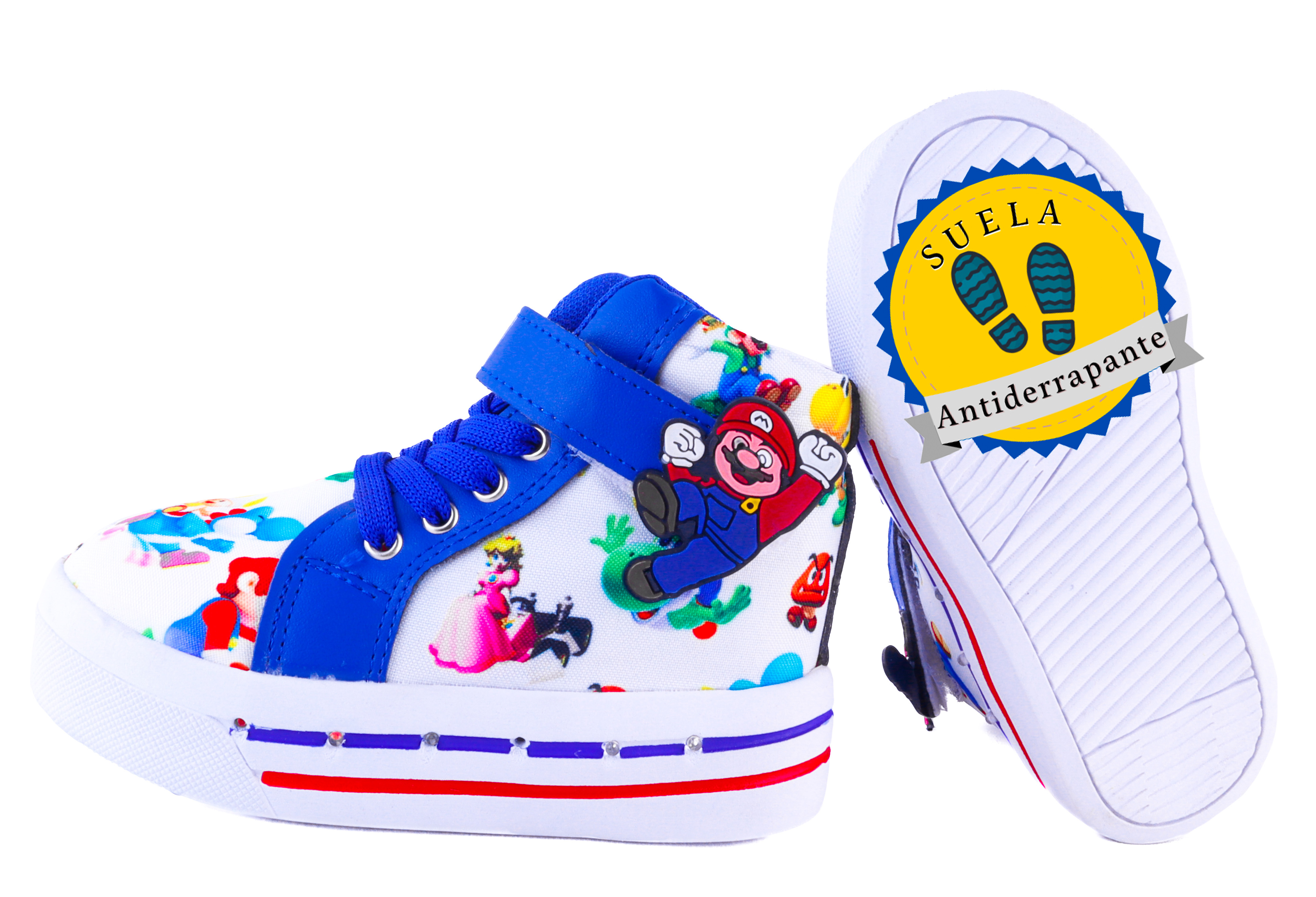 Tenis Mario Bros Luces Led Agujeta Luigi 2026-ARMB Azul