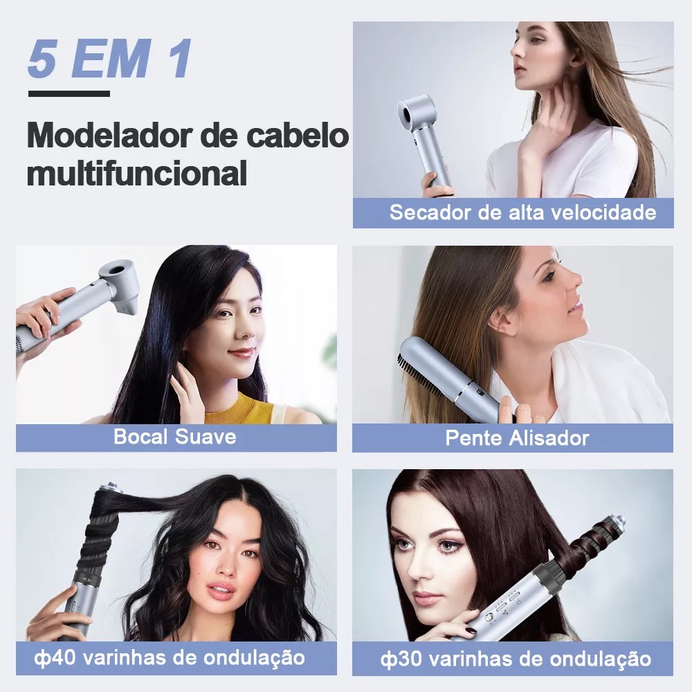 Secador De Pelo De Alta Velocidad 5 En 1 Profesional 1600w