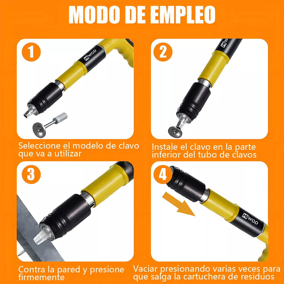 Mini Pistolas De Clavos De Acero Herramienta De Remache Miwod Color Amarillo
