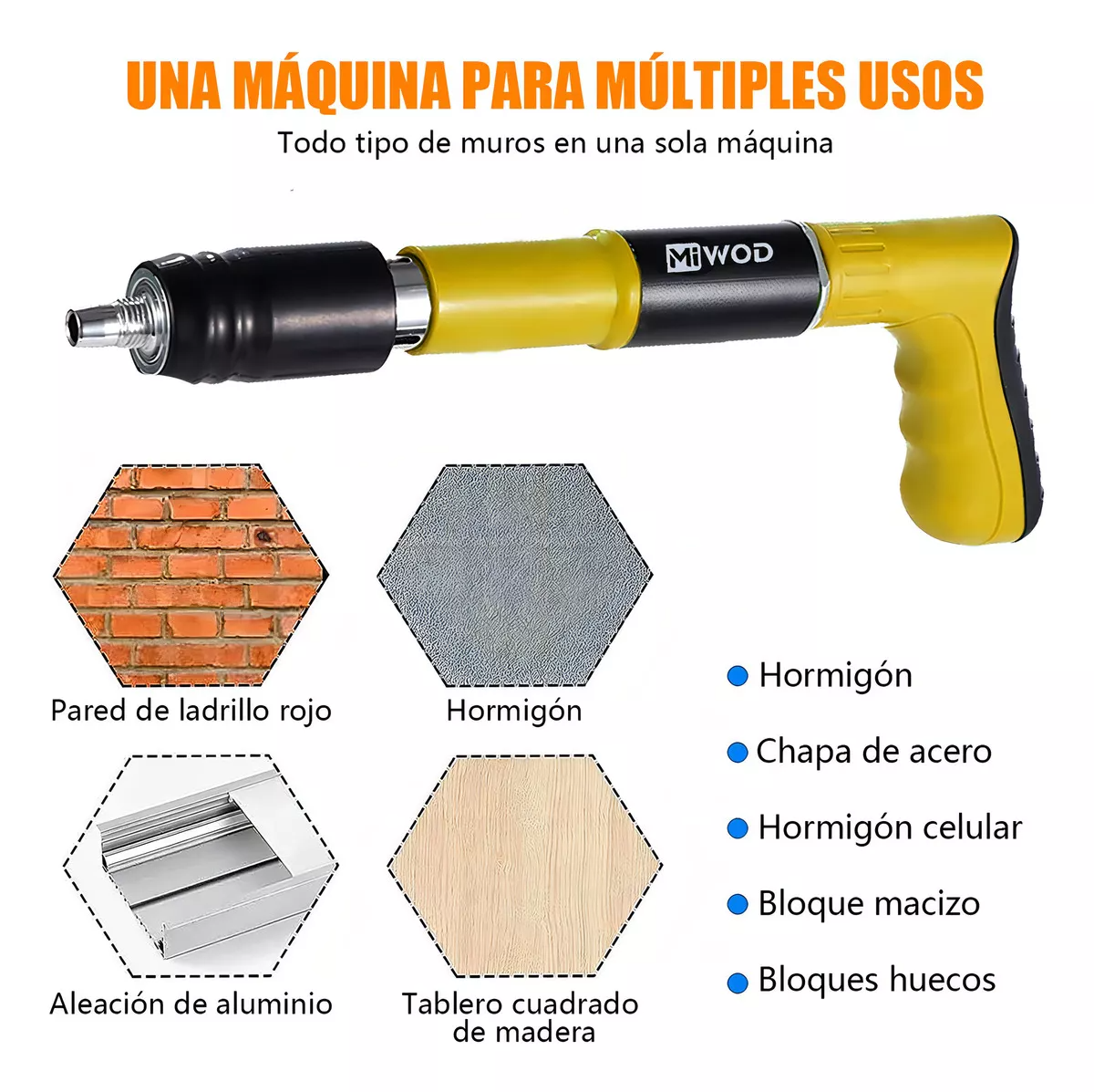 Mini Pistolas De Clavos De Acero Herramienta De Remache Miwod Color Amarillo