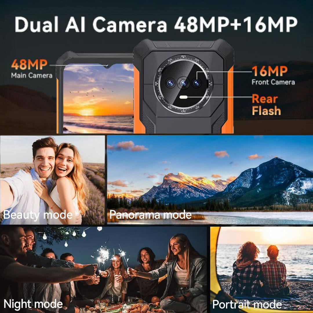 KINGKONG ES, Smartphone Android ultra-delgado y robusto, 6GB RAM + 128GB ROM, Pantalla de 6.56 pulgadas 90Hz, Cámara de 48MP, Batería de 5100mAh, Teléfono 4G